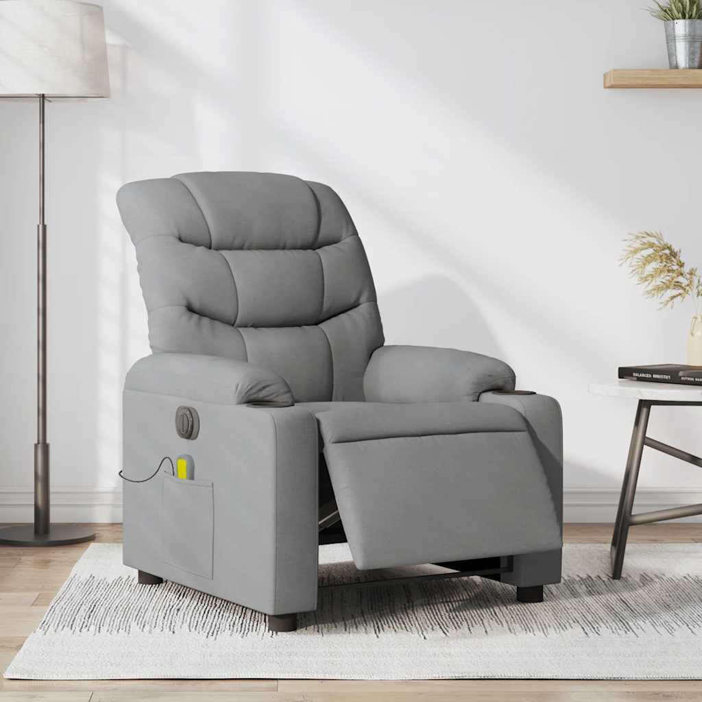 Vidaxl Electric Massage Recliner Chair Light Gray Fabric