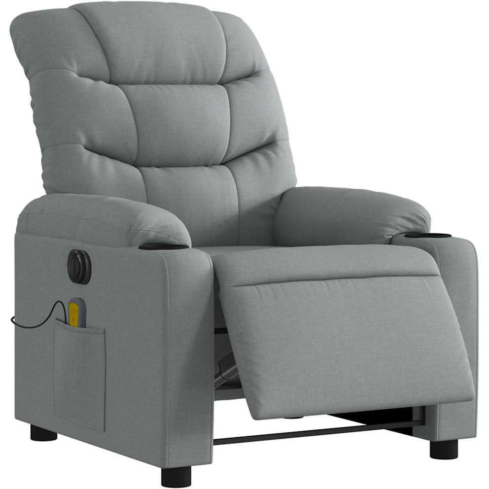 Vidaxl Electric Massage Recliner Chair Light Gray Fabric