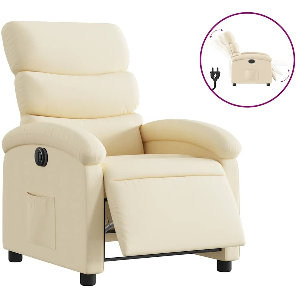 Vidaxl Electric Recliner Chair Cream Fabric