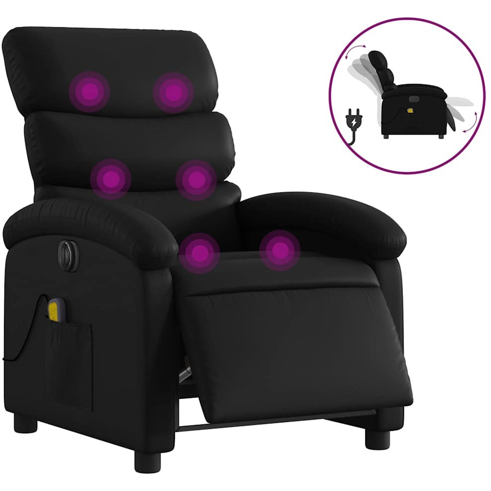Vidaxl Electric Massage Recliner Chair Black Faux Leather