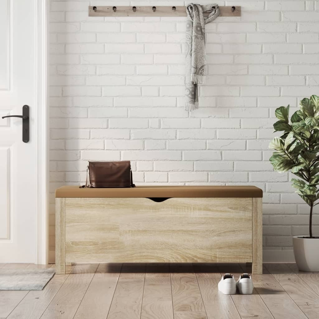 Vidaxl Storage Box With Cushion Sonoma Oak 41.3"&quotX15.7"&quotX17.7""