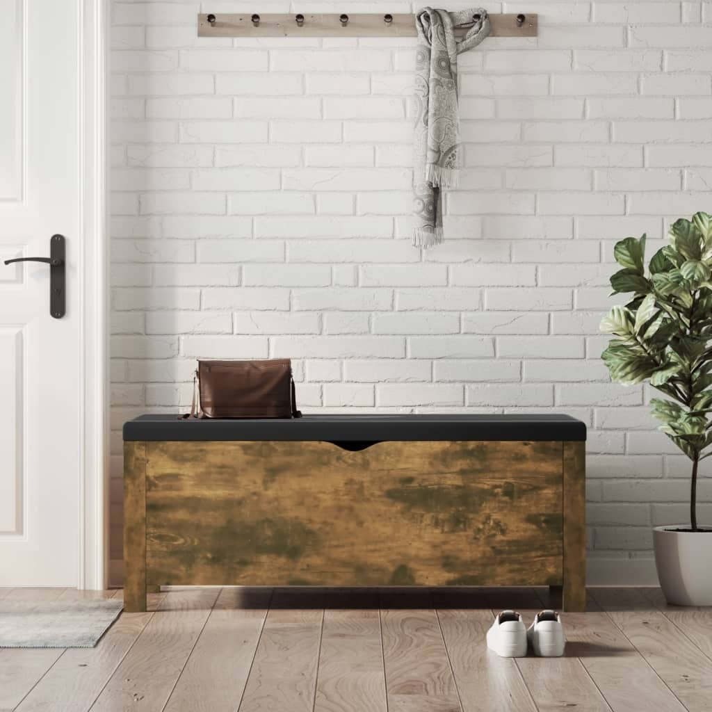 Vidaxl Storage Box With Cushion Smoked Oak 41.3"&quotX15.7"&quotX17.7""