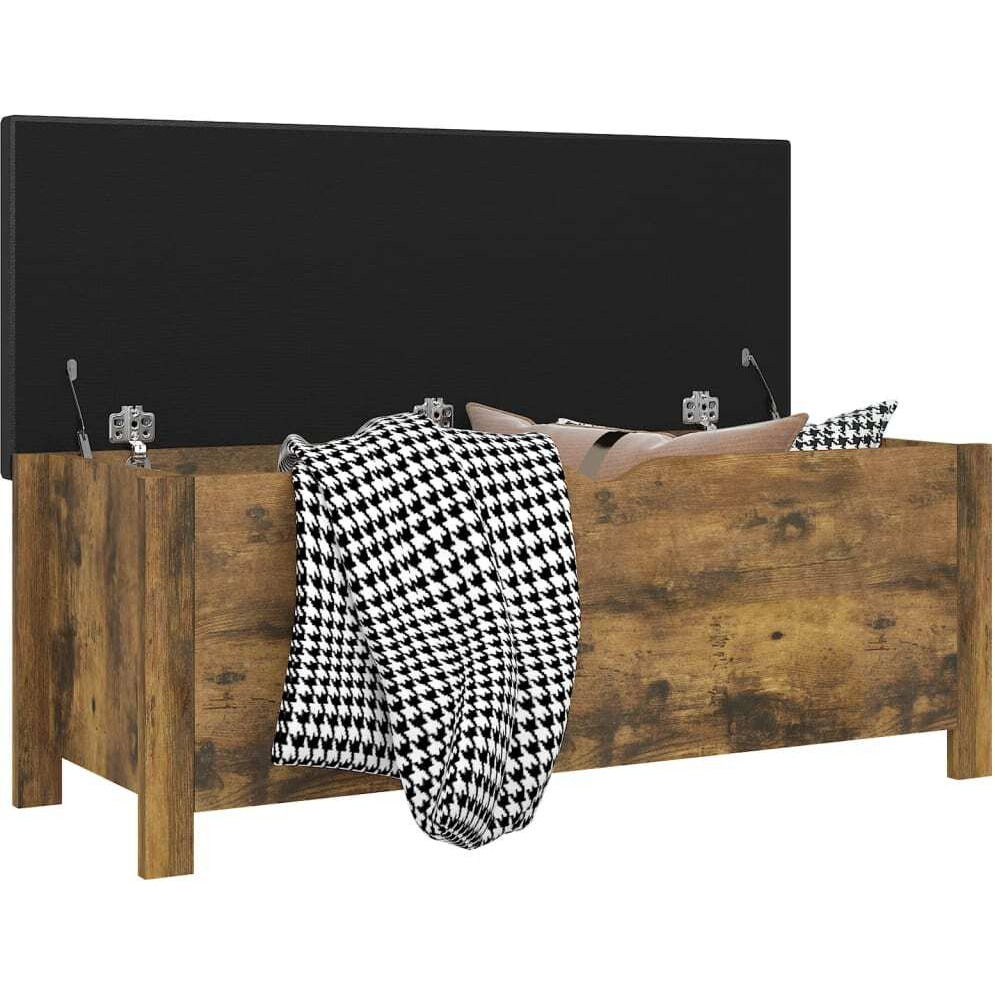 Vidaxl Storage Box With Cushion Smoked Oak 41.3"&quotX15.7"&quotX17.7""
