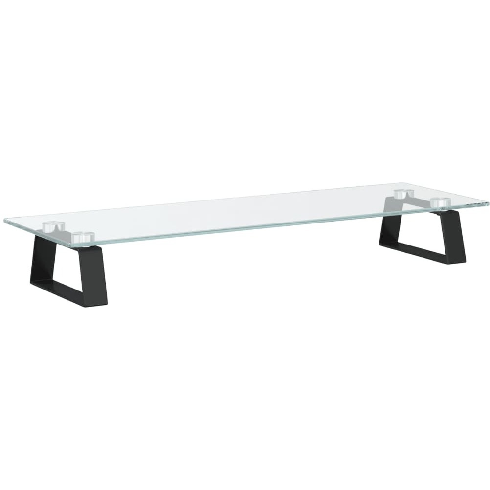Vidaxl Monitor Stand Black 23.6"&quotX7.9"&quotX3.1"" Tempered Glass And Metal
