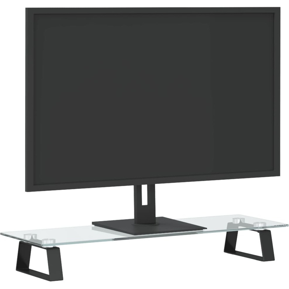 Vidaxl Monitor Stand Black 23.6"&quotX7.9"&quotX3.1"" Tempered Glass And Metal