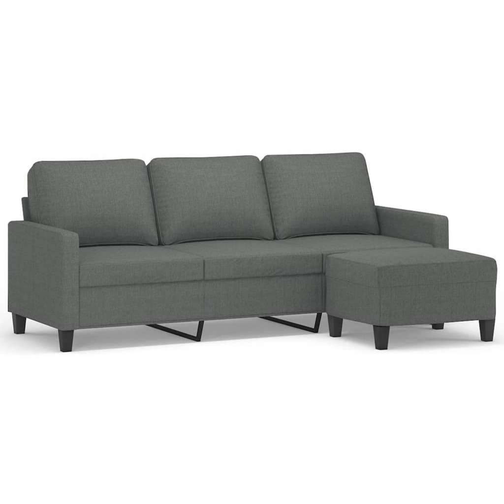 Vidaxl 3-Seater Sofa With Footstool Dark Gray 70.9"" Fabric