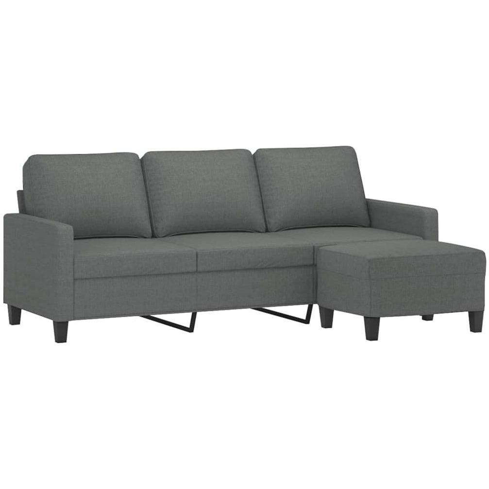 Vidaxl 3-Seater Sofa With Footstool Dark Gray 70.9"" Fabric
