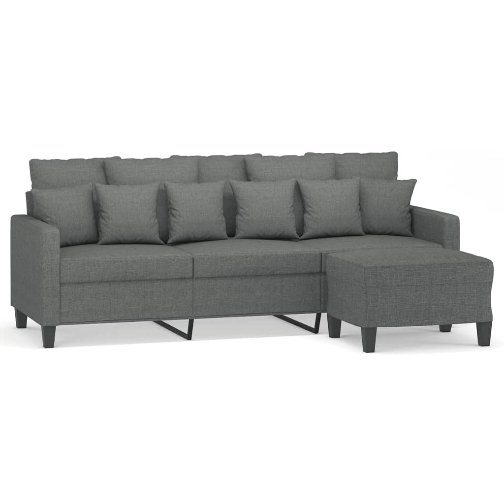 Vidaxl 3-Seater Sofa With Footstool Dark Gray 70.9"" Fabric