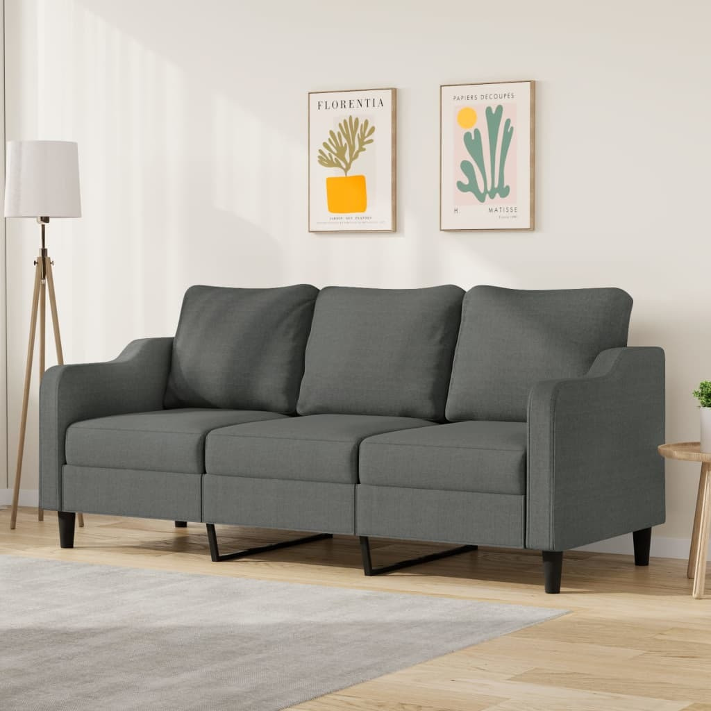 Vidaxl 3-Seater Sofa Dark Gray 70.9"" Fabric