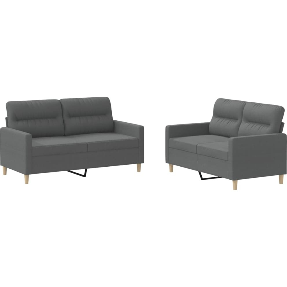 Vidaxl 2 Piece Sofa Set With Cushions Dark Gray Fabric