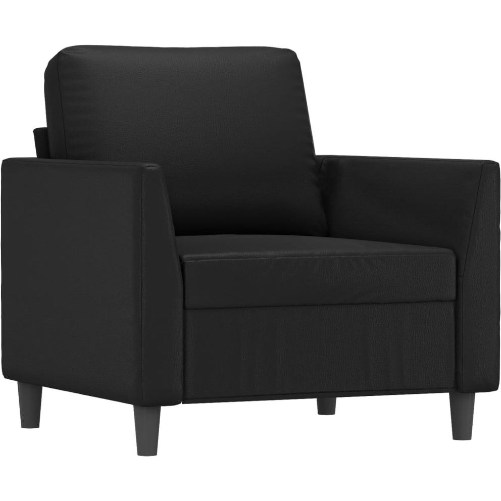 Vidaxl 3 Piece Sofa Set With Cushions Black Faux Leather