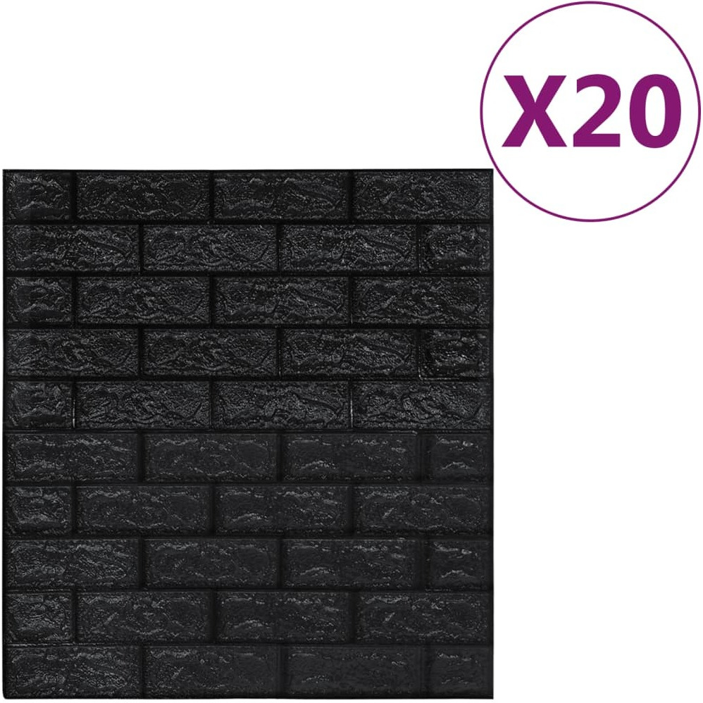 Vidaxl 3D Wallpaper Bricks Self-Adhesive 20 Pcs Black