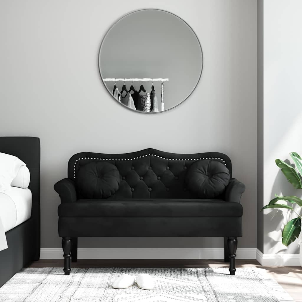 Vidaxl Bench With Cushions Black 47.4"&quotX25.6"&quotX29.5"" Velvet