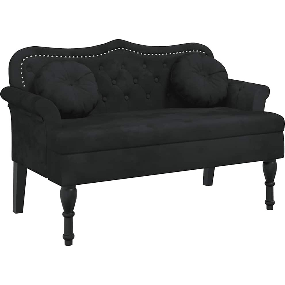 Vidaxl Bench With Cushions Black 47.4"&quotX25.6"&quotX29.5"" Velvet