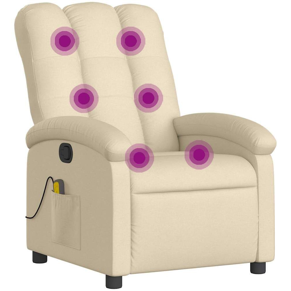 Vidaxl Massage Recliner Chair Cream Fabric