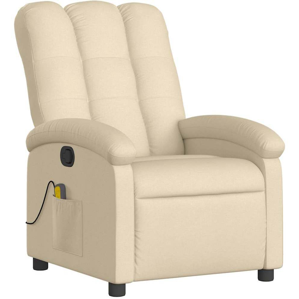 Vidaxl Massage Recliner Chair Cream Fabric