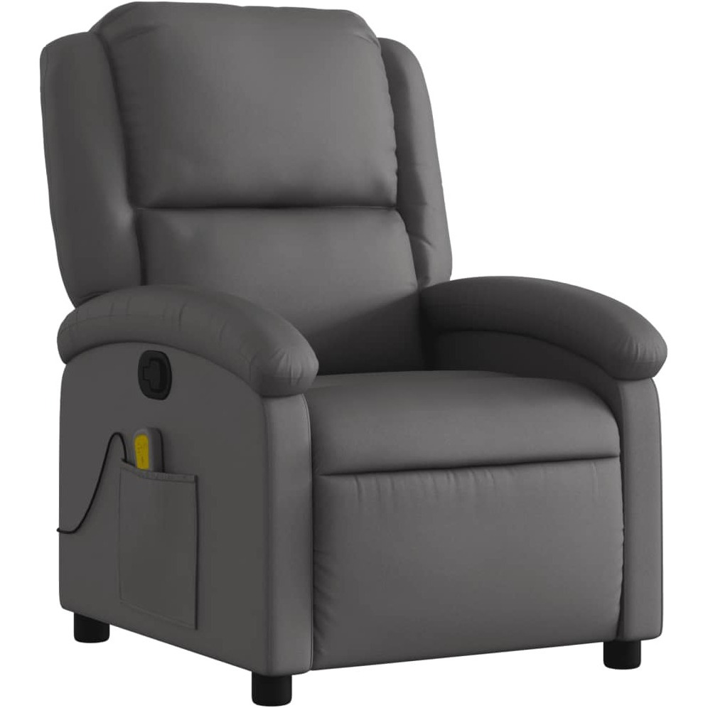 Vidaxl Massage Recliner Chair Gray Real Leather