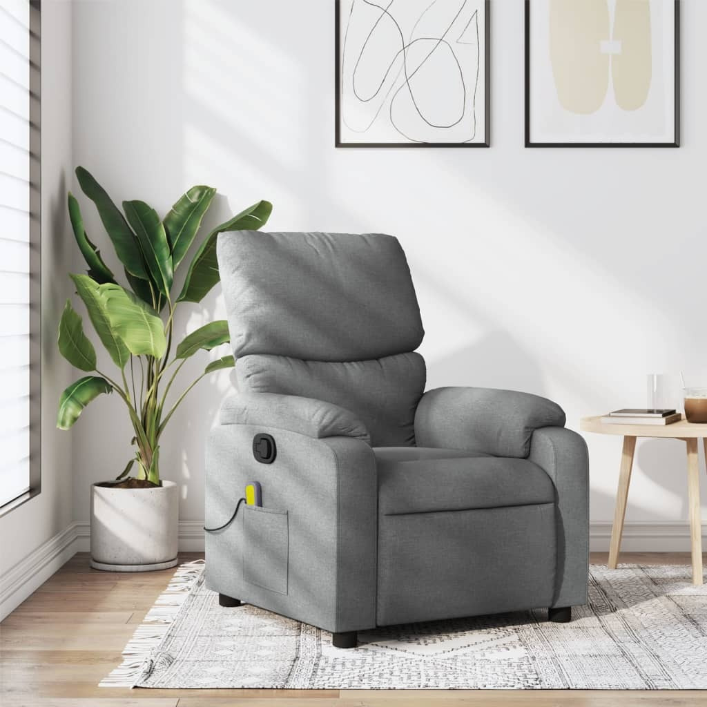 Vidaxl Massage Recliner Chair Light Gray Fabric