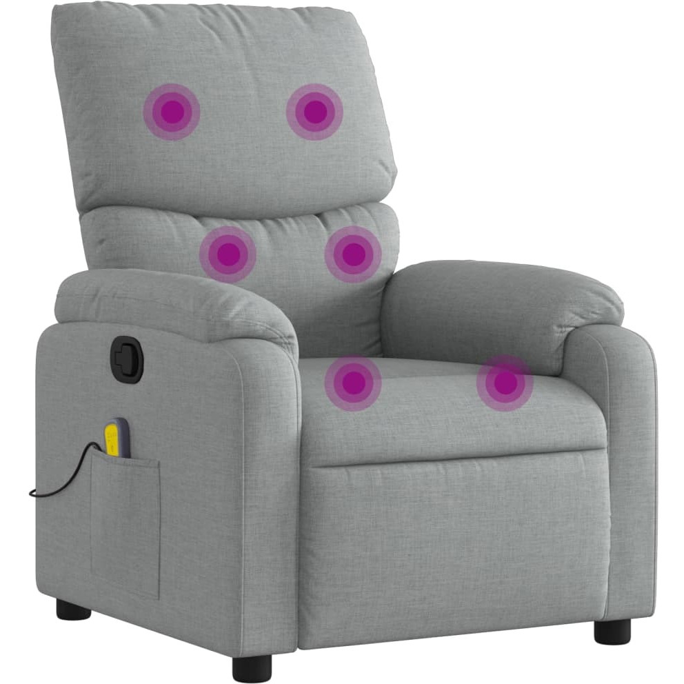 Vidaxl Massage Recliner Chair Light Gray Fabric