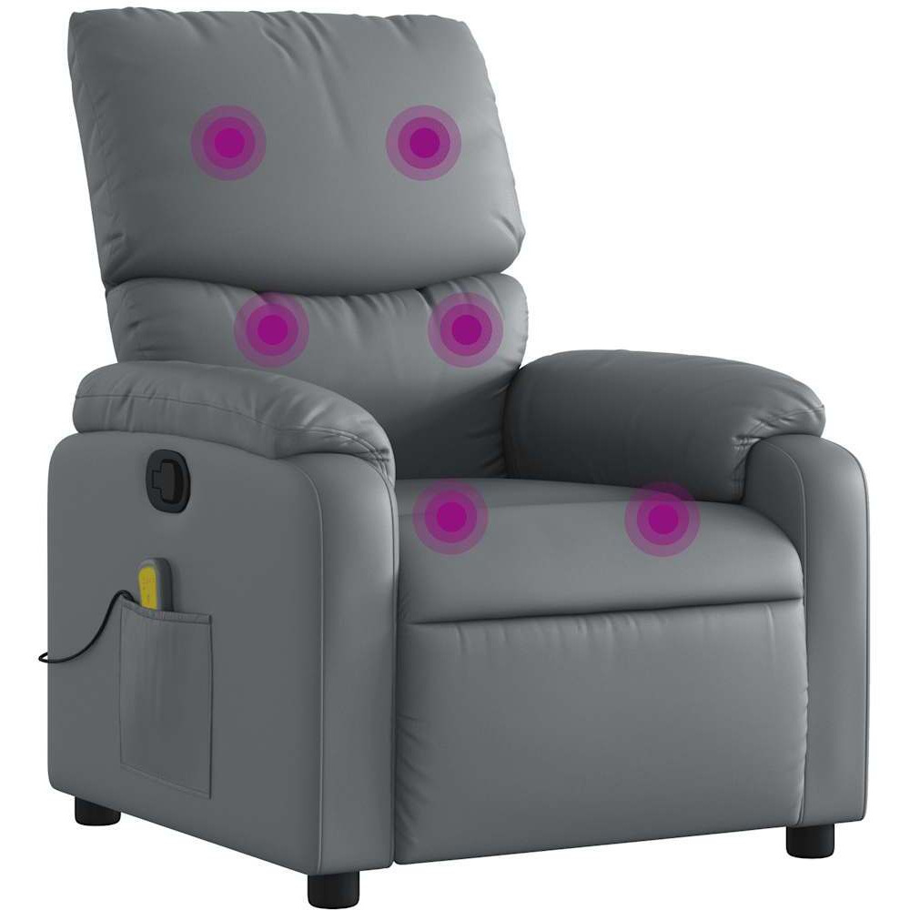 Vidaxl Massage Recliner Chair Gray Faux Leather