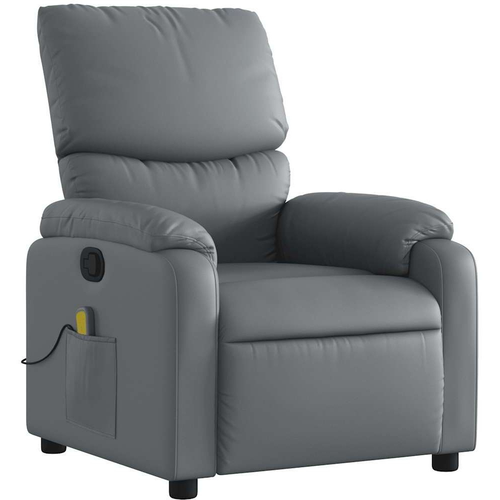Vidaxl Massage Recliner Chair Gray Faux Leather