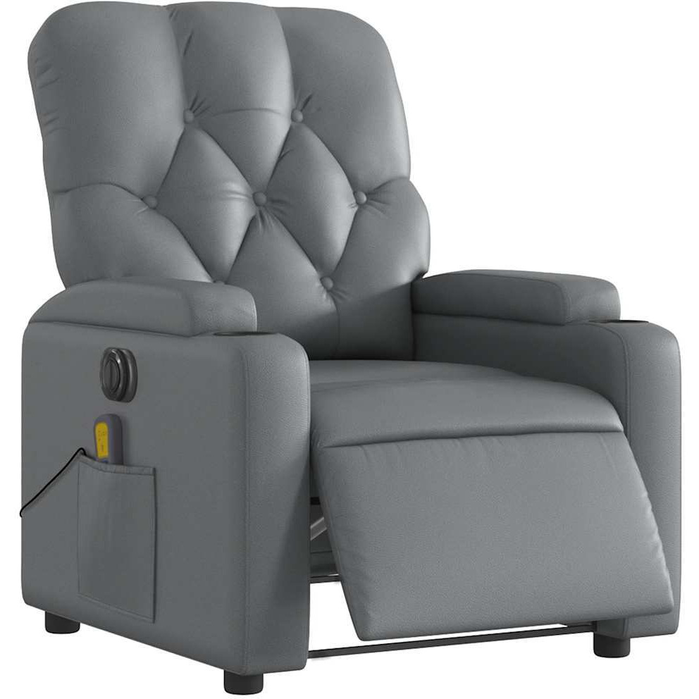 Vidaxl Electric Massage Recliner Chair Gray Faux Leather