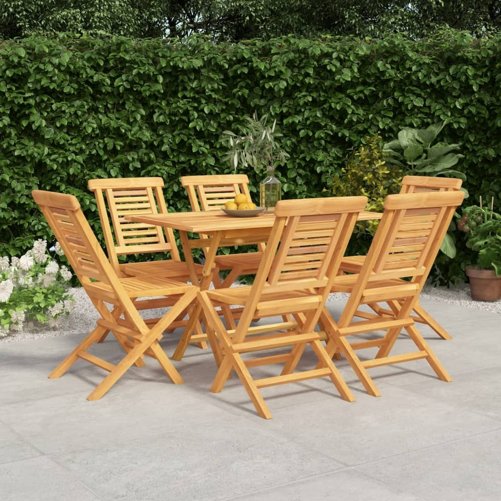Vidaxl 7 Piece Patio Dining Set Solid Wood Teak