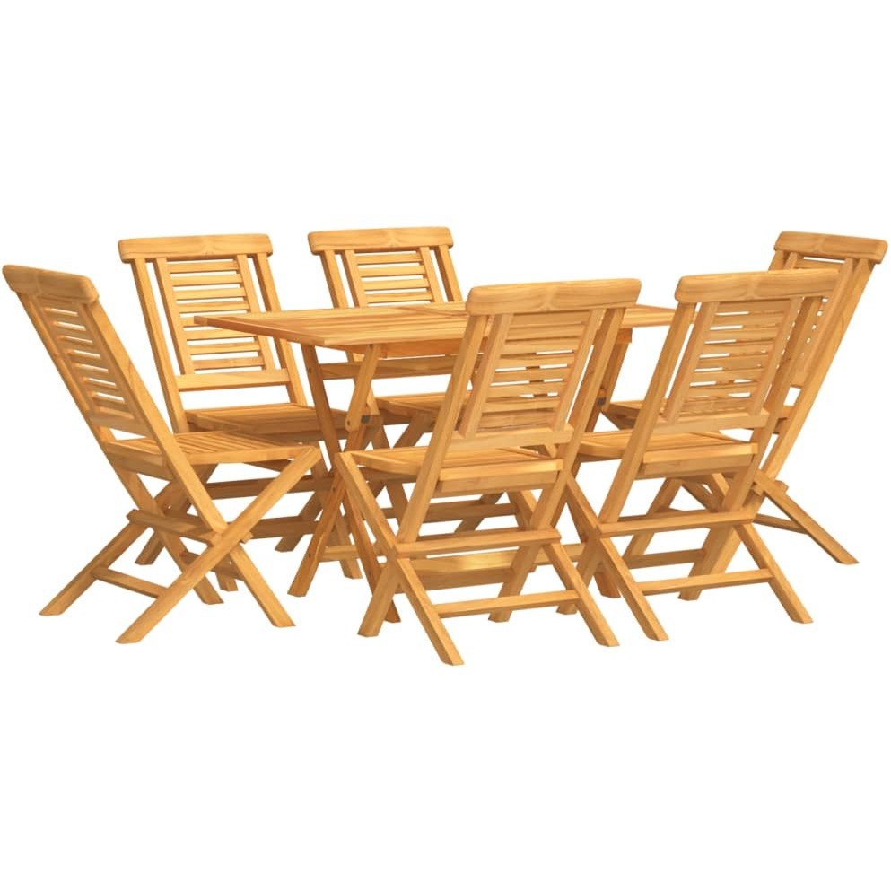 Vidaxl 7 Piece Patio Dining Set Solid Wood Teak