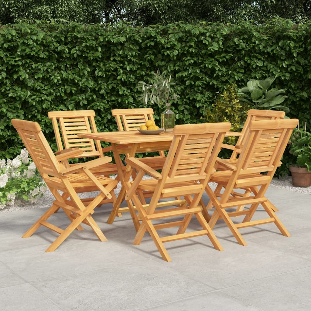 Vidaxl 7 Piece Patio Dining Set Solid Wood Teak