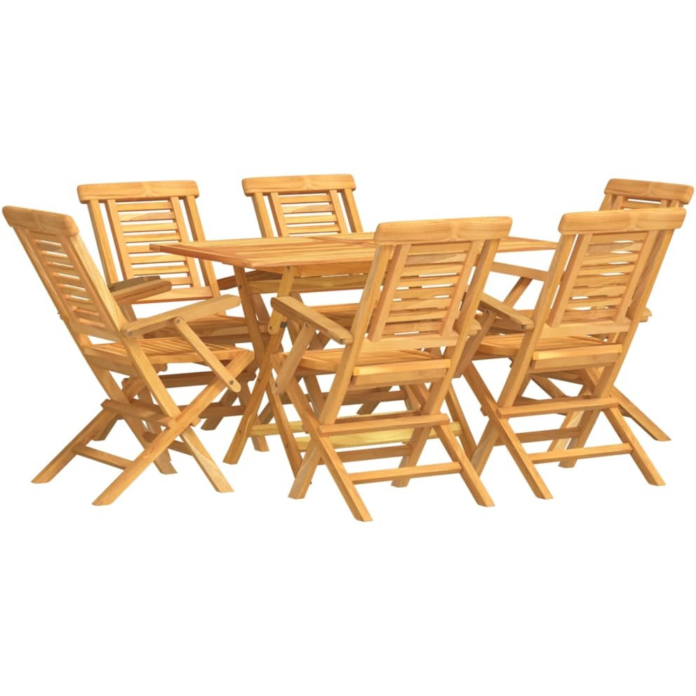 Vidaxl 7 Piece Patio Dining Set Solid Wood Teak