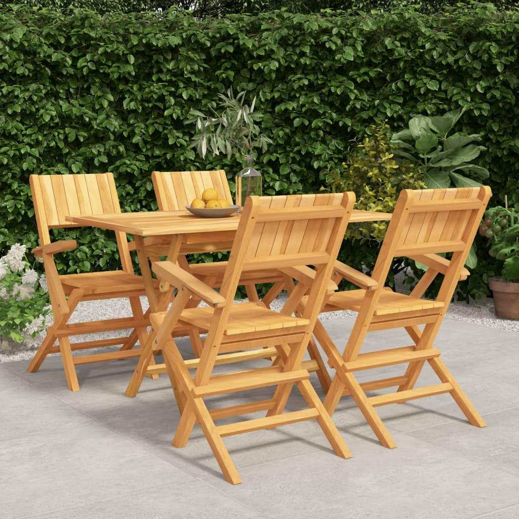 Vidaxl 5 Piece Patio Dining Set Solid Wood Teak