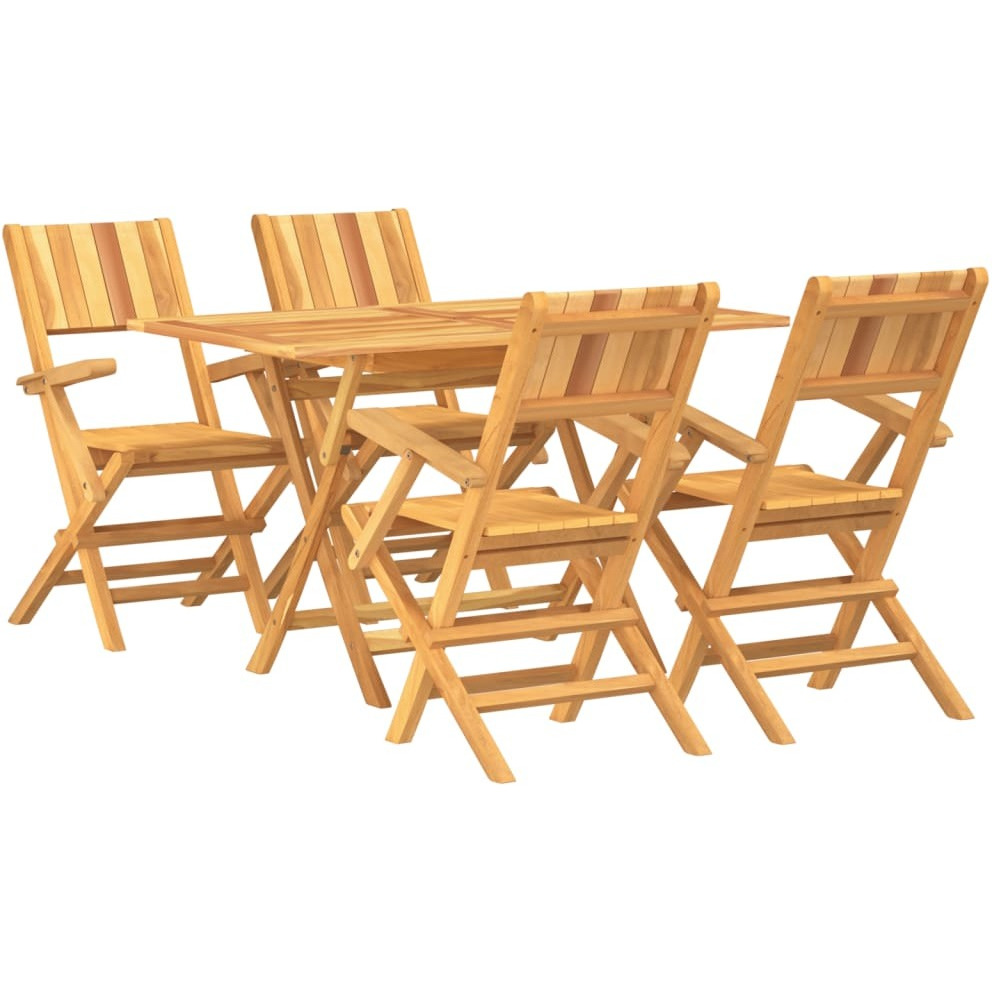 Vidaxl 5 Piece Patio Dining Set Solid Wood Teak
