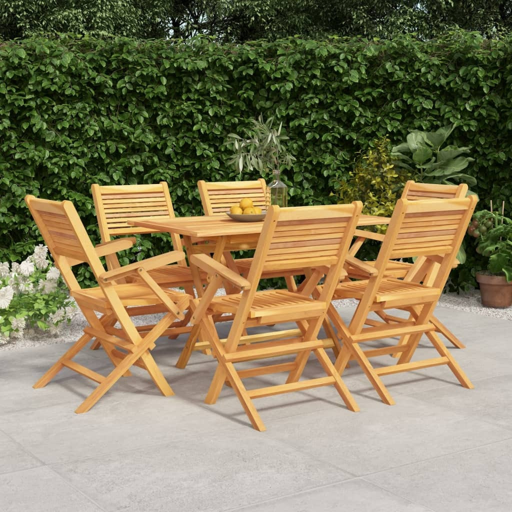 Vidaxl 7 Piece Patio Dining Set Solid Wood Teak