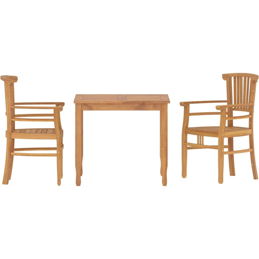 Vidaxl 3 Piece Patio Dining Set Solid Wood Teak