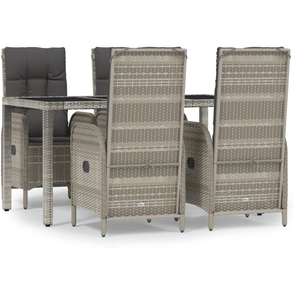 Vidaxl 5 Piece Patio Dining Set With Cushions Gray Poly Rattan