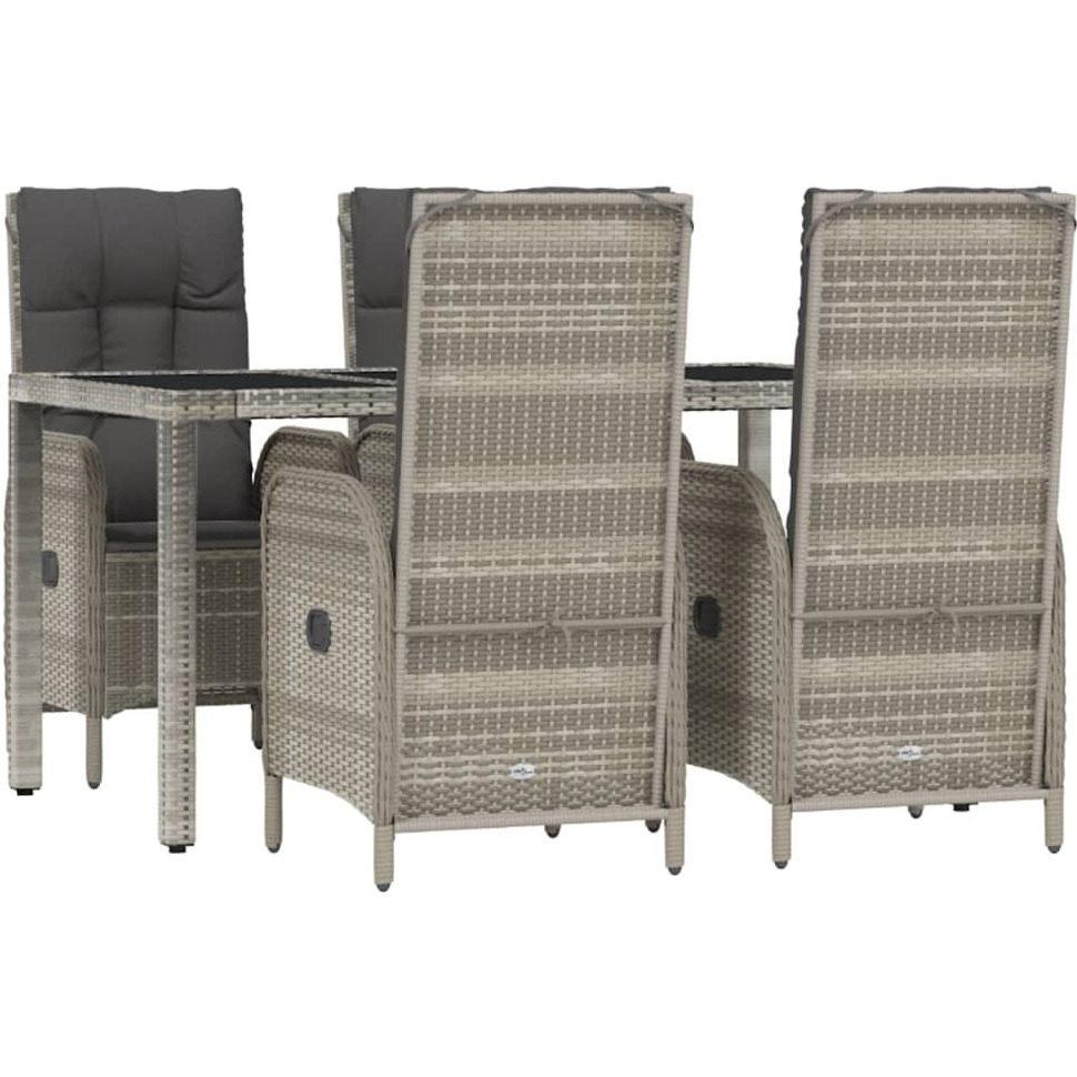 Vidaxl 5 Piece Patio Dining Set With Cushions Gray Poly Rattan