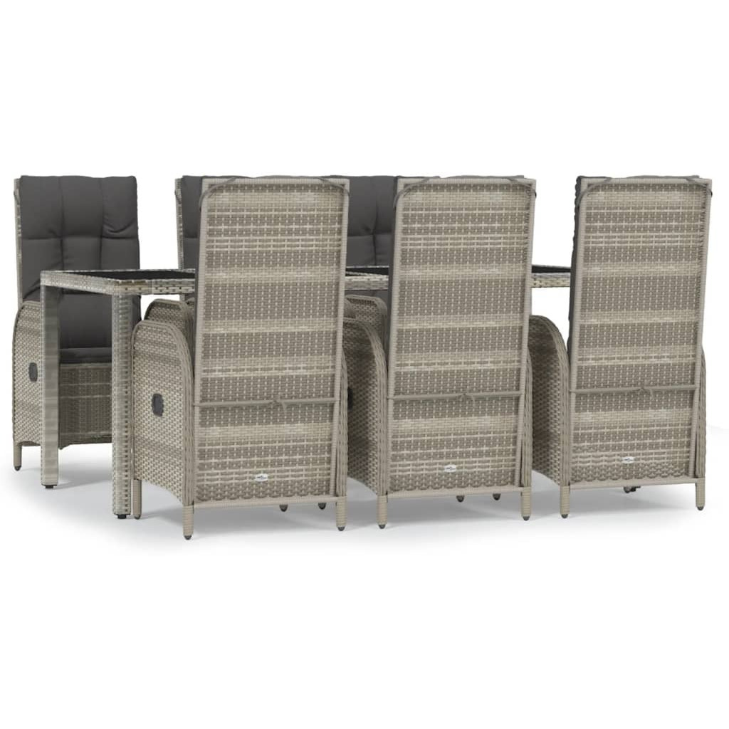 Vidaxl 7 Piece Patio Dining Set With Cushions Gray Poly Rattan