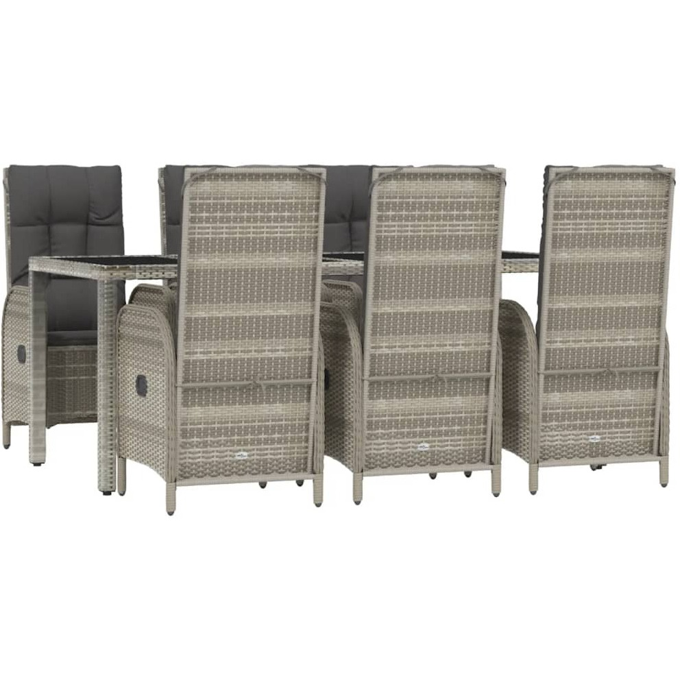 Vidaxl 7 Piece Patio Dining Set With Cushions Gray Poly Rattan