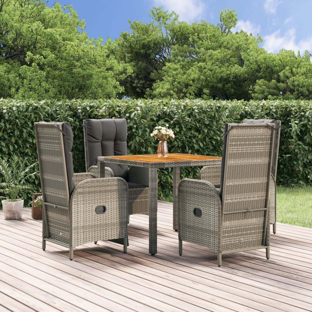 Vidaxl 5 Piece Patio Dining Set With Cushions Gray Poly Rattan