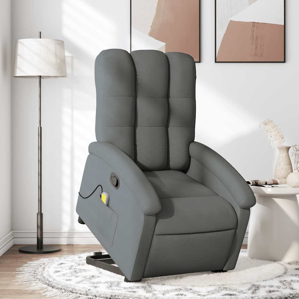 Vidaxl Stand Up Massage Recliner Chair Dark Gray Fabric
