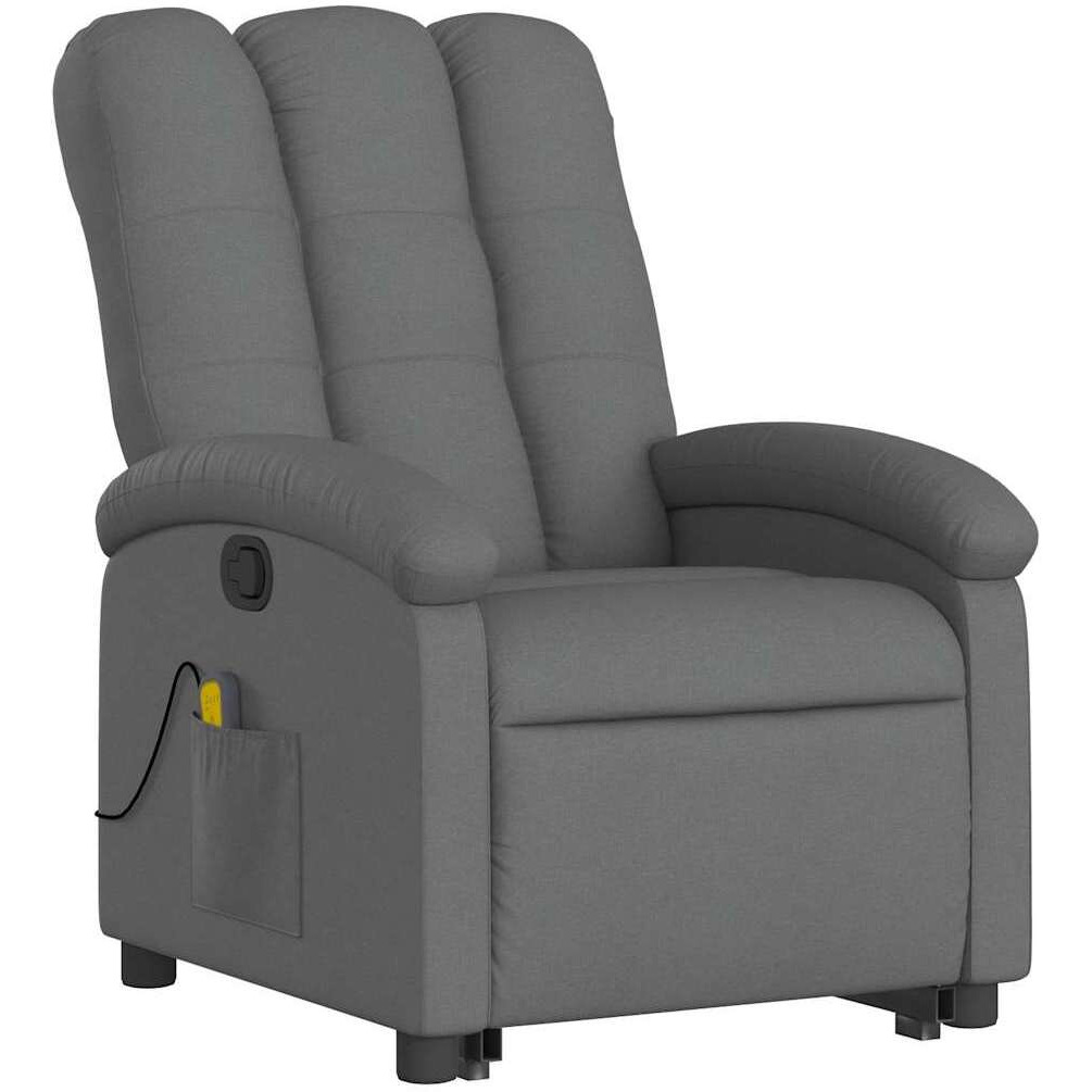 Vidaxl Stand Up Massage Recliner Chair Dark Gray Fabric