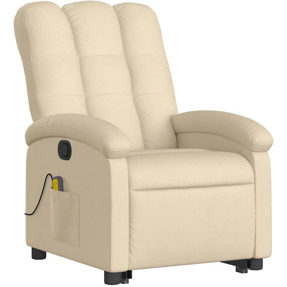 Vidaxl Stand Up Massage Recliner Chair Cream Fabric