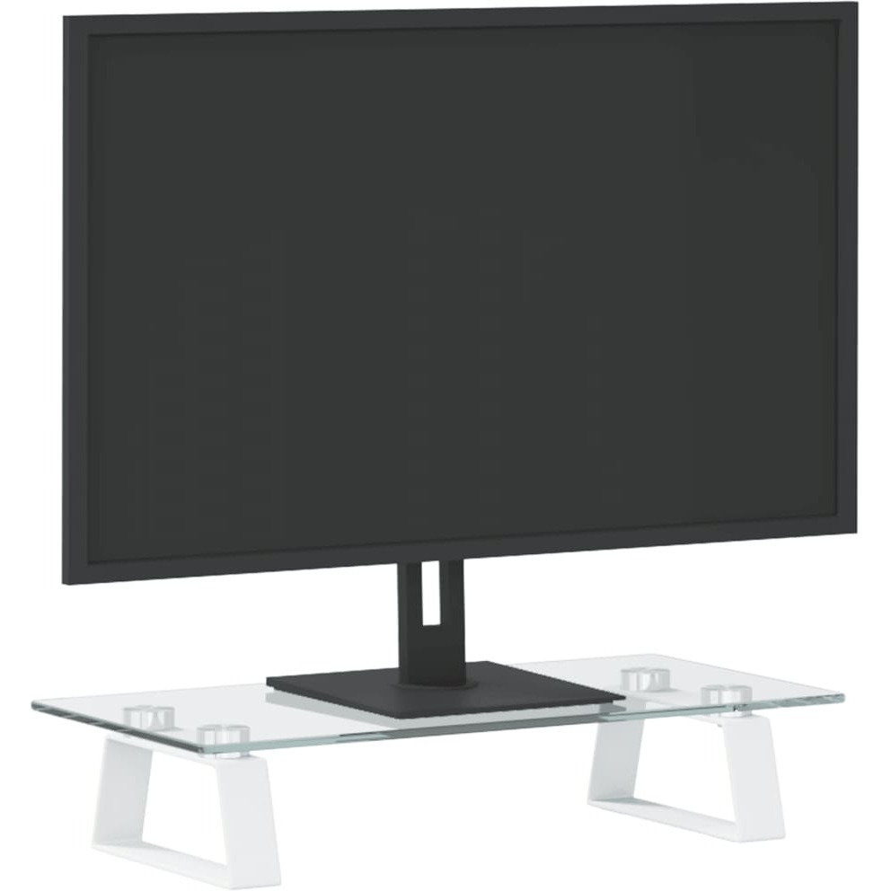 Vidaxl Monitor Stand White 15.7"&quotX7.9"&quotX3.1"" Tempered Glass And Metal