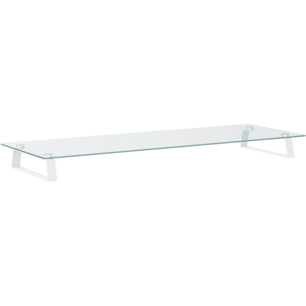Vidaxl Monitor Stand White 39.4"&quotX13.8"&quotX3.1"" Tempered Glass And Metal