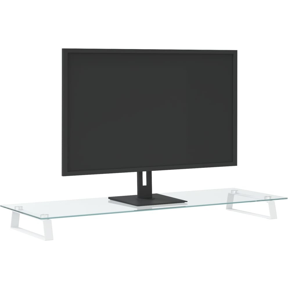 Vidaxl Monitor Stand White 39.4"&quotX13.8"&quotX3.1"" Tempered Glass And Metal