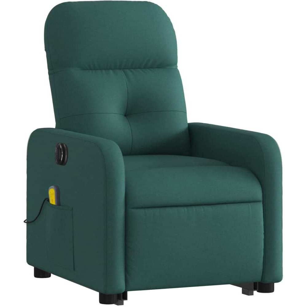 Vidaxl Electric Stand Up Massage Recliner Chair Dark Green Fabric
