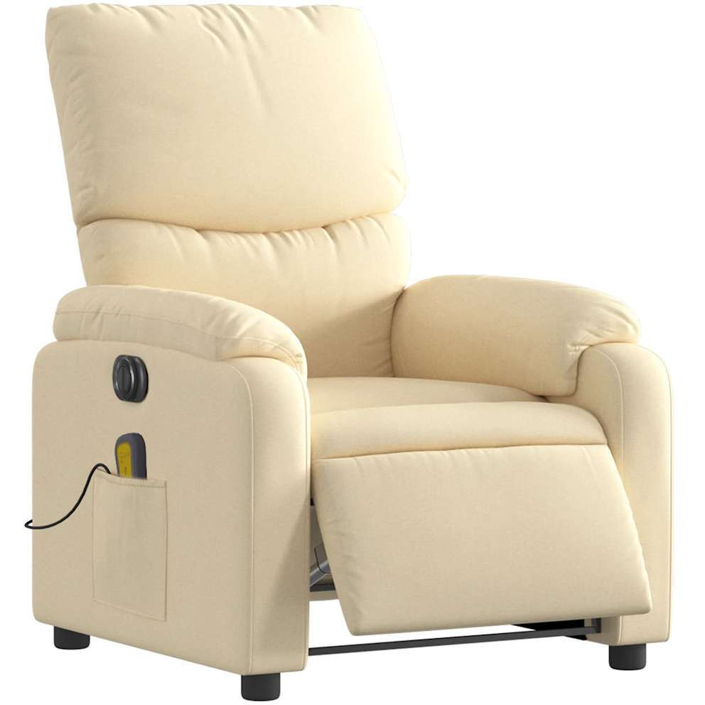 Vidaxl Electric Massage Recliner Chair Cream Fabric