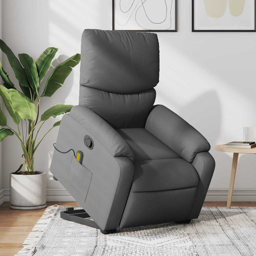 Vidaxl Stand Up Massage Recliner Chair Dark Gray Fabric
