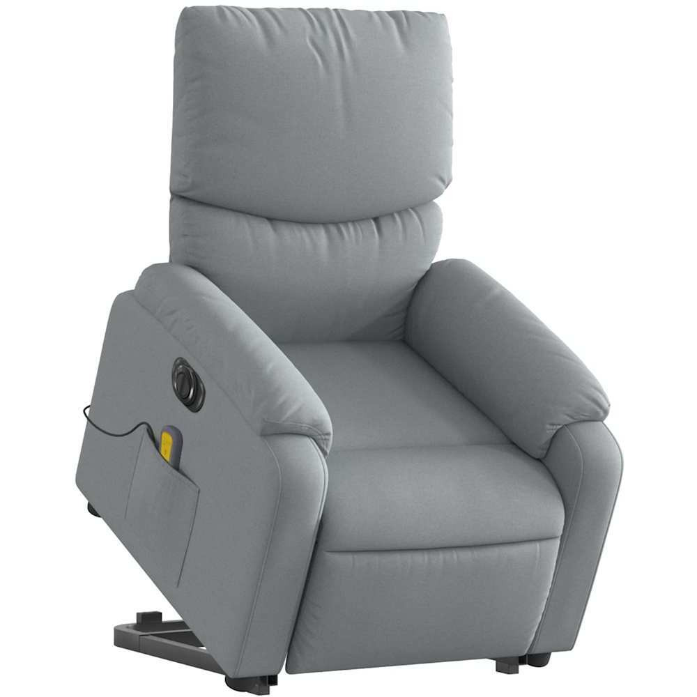 Vidaxl Electric Stand Up Massage Recliner Chair Light Gray Fabric