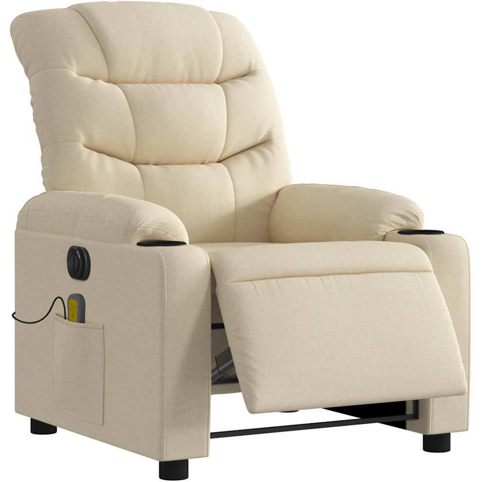 Vidaxl Electric Massage Recliner Chair Cream Fabric